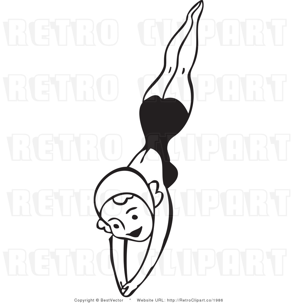 1024x1044 Diving Clipart Black And White