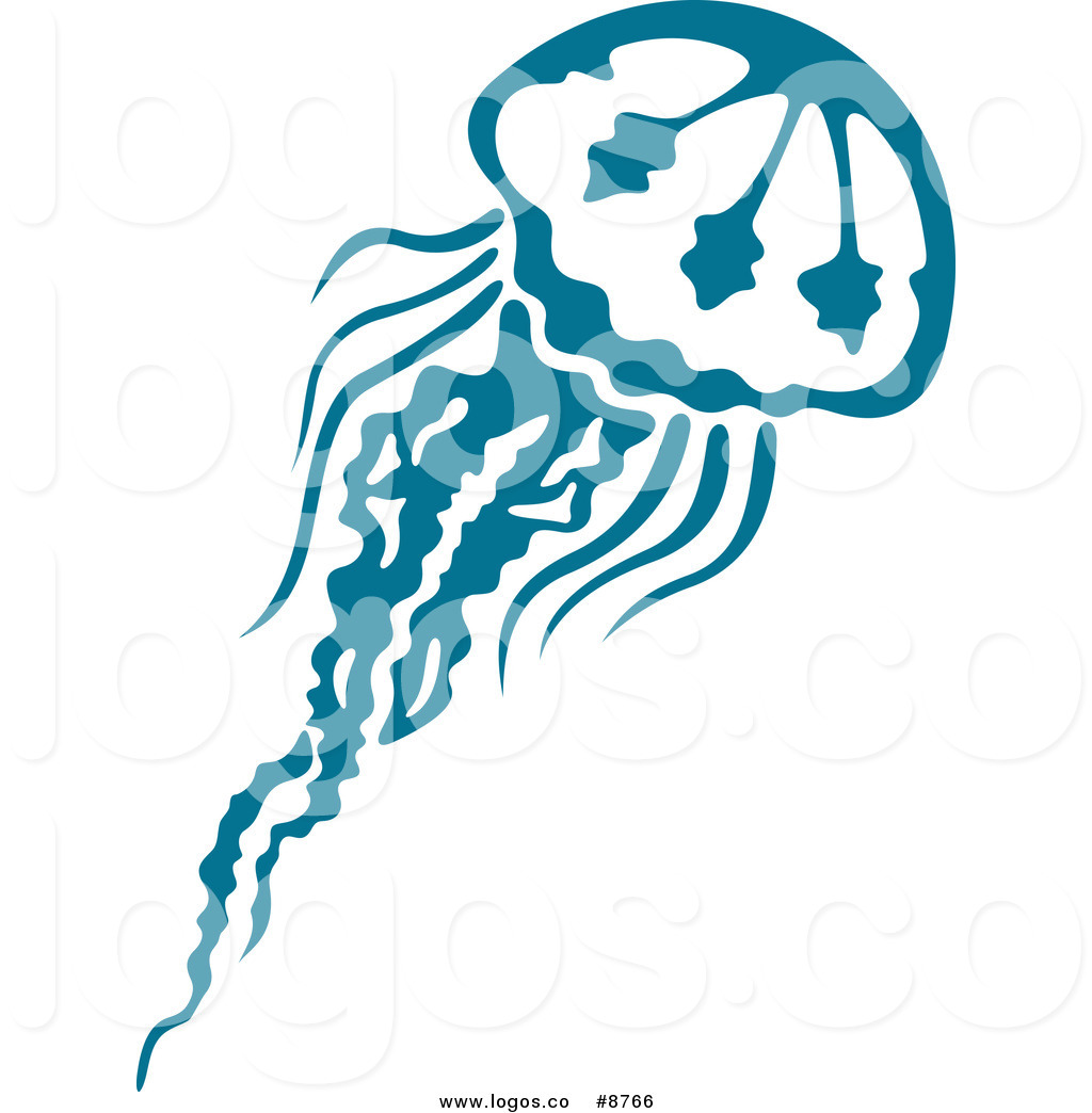 1024x1044 Royalty Free Clip Art Vector Logo Of A Teal Jellyfish Swimming