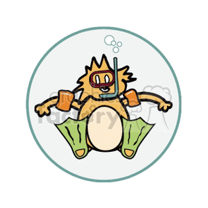 300x300 Royalty Free Cat Swimming With Diving Gear 130972 Vector Clip Art
