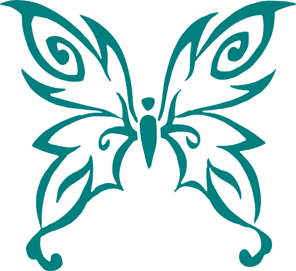 600x548 Teal Butterfly Clipart