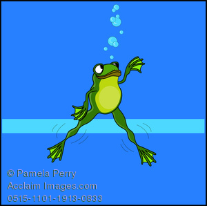 300x298 Art Illustration Of A Cartoon Frog Swimming Under Water