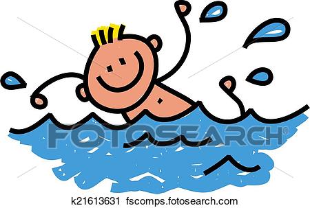 450x303 Clipart Of Happy Swimming Boy K21613631