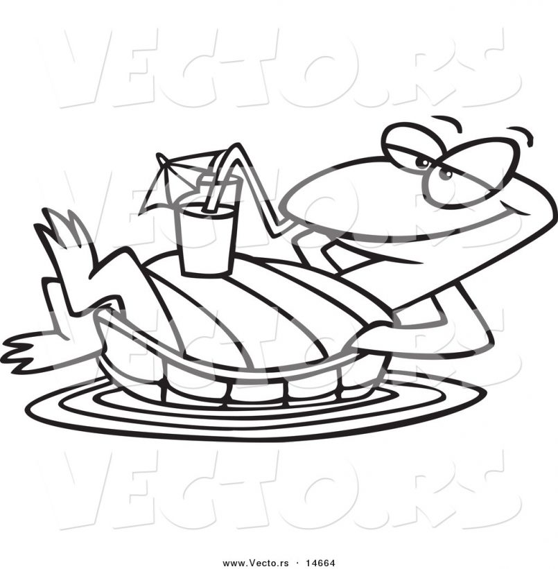 805x821 Coloring Pages Kids Vector Of A Cartoon Relaxed Turtle Floating