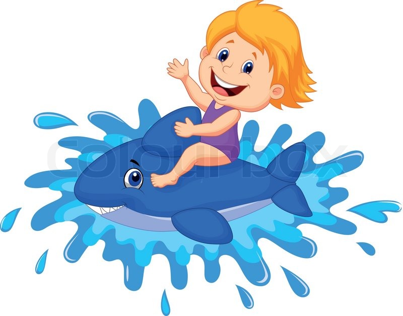 800x627 Girl Cartoon Playing With Swimming Toy Stock Vector Colourbox