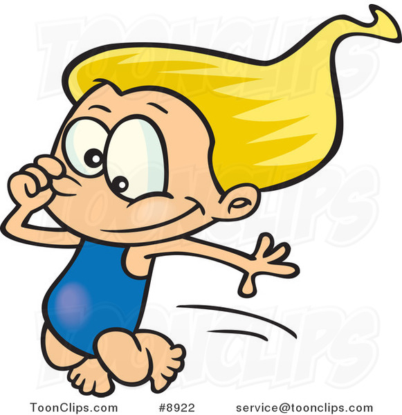 581x600 Cartoon Girl Plunging Into A Swimming Pool