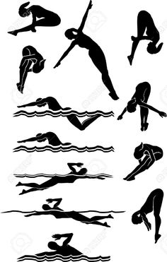 236x371 Male Swimmers Silhouettes Set 3 Instant Download By Irrationalarts