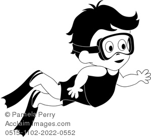 300x275 Swimming Cartoon Black And White Clipart