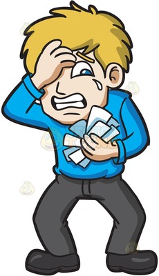 230x400 A Man Looking Horrified At All His Bills At A Suburban House