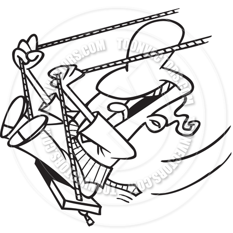 460x460 Cartoon Man Swing Set (Black And White Line Art) By Ron Leishman