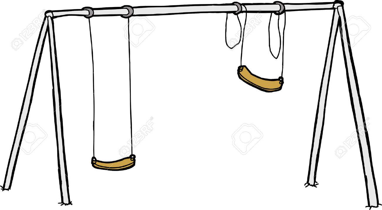 1300x716 Isolated Vandalized Swing Set Over White Background Royalty Free