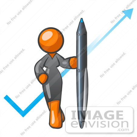 450x450 Clip Art Graphic Of An Orange Corporate Woman Character Standing