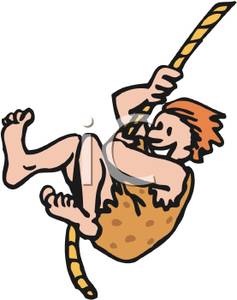 237x300 Art Image A Caveman Swinging On A Rope