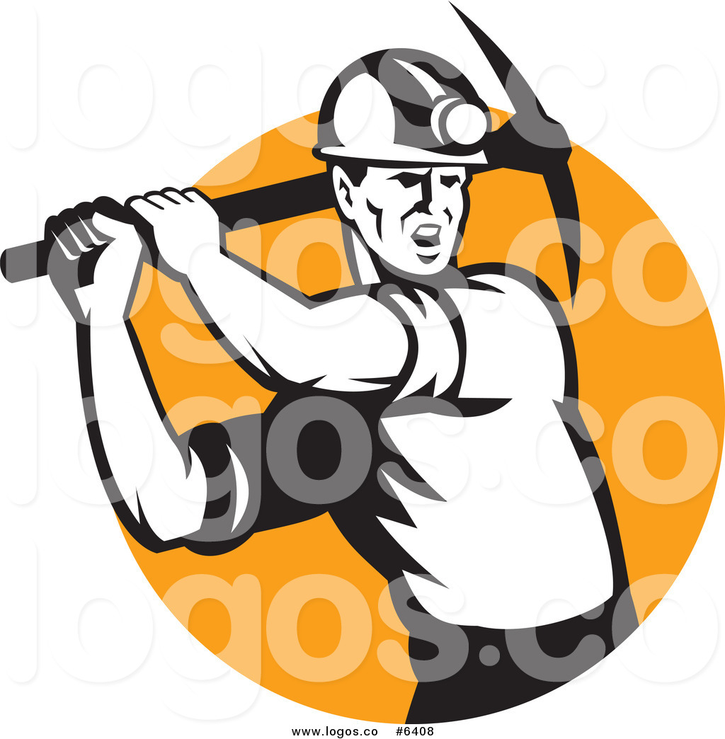 1024x1044 Royalty Free Clip Art Vector Logo Of A Coal Miner Swinging A Pick