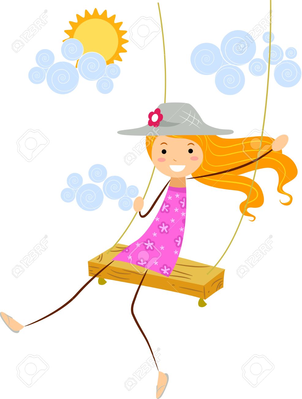 986x1300 Girl On Swing Cliparts