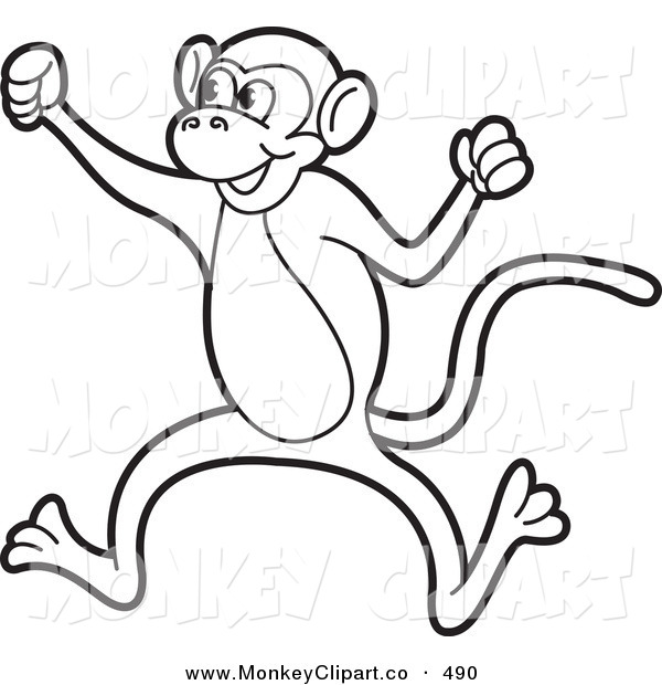 600x620 Monkey Black And White Clipart