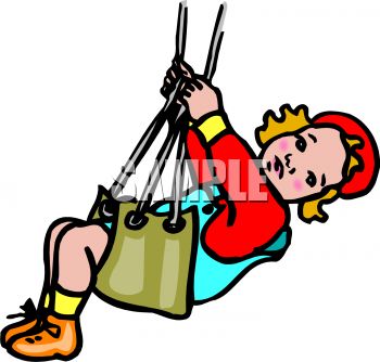 350x334 Cartoon Of A Little Blond Child On A Swing