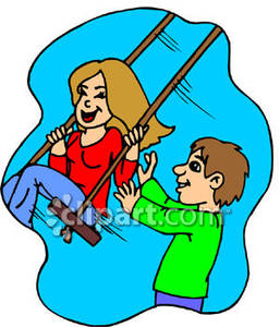 257x300 Man Pushing A Woman On A Swing Royalty Free Clipart Picture