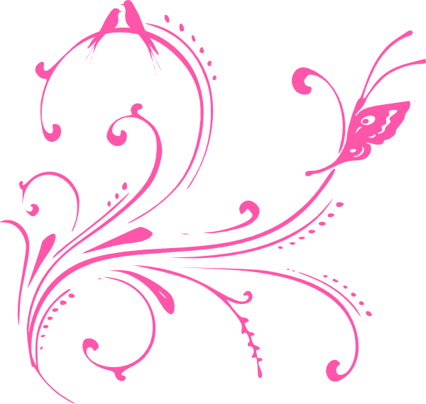 600x570 Pink Swirl Birds (Butterfly Princess) Clip Art