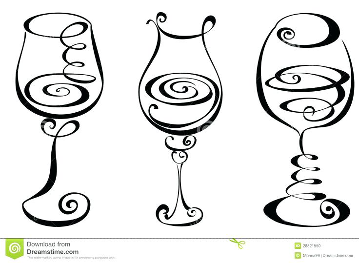 736x539 Two Wine Glasses Elegant Swirl Designs Clip Art Toasting Clipart
