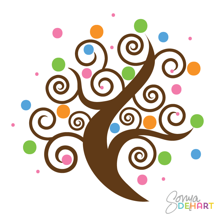 700x700 Swirl Trees Clip Art Set