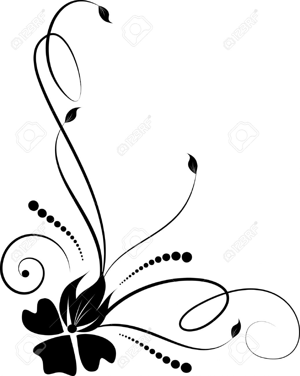 1037x1300 Swirl Flowers Clipart