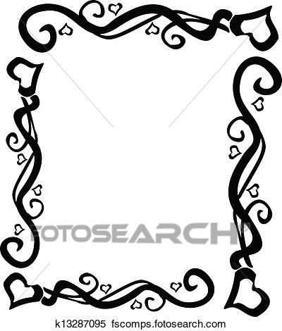 400x470 Clipart Of Heart Swirl Border Vector K13287095
