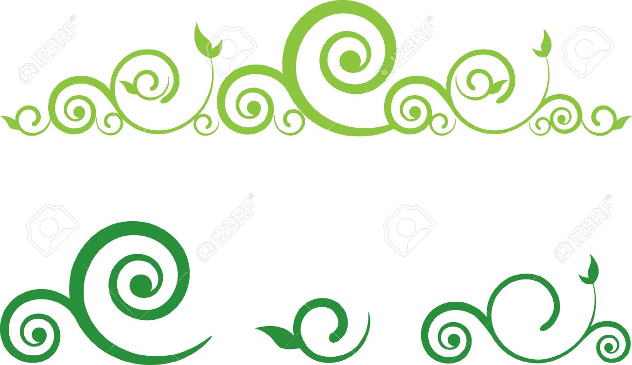 1300x751 Green Floral Border With Swirls Royalty Free Cliparts, Vectors