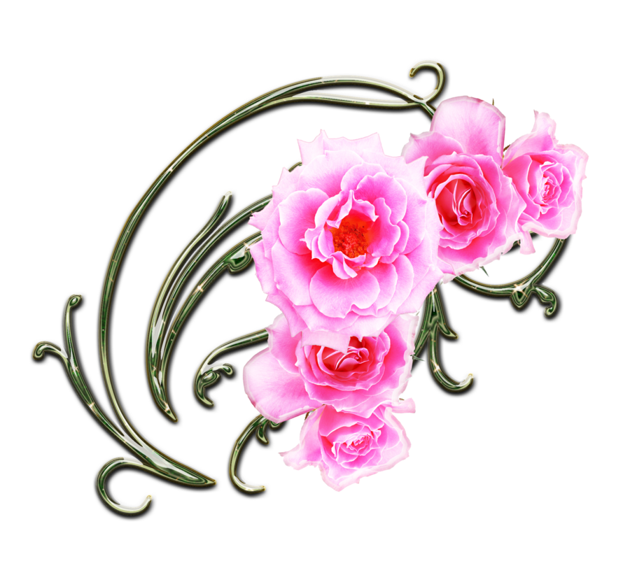 900x832 Pink Roses And Green Swirls Png 2 By Melissa Tm