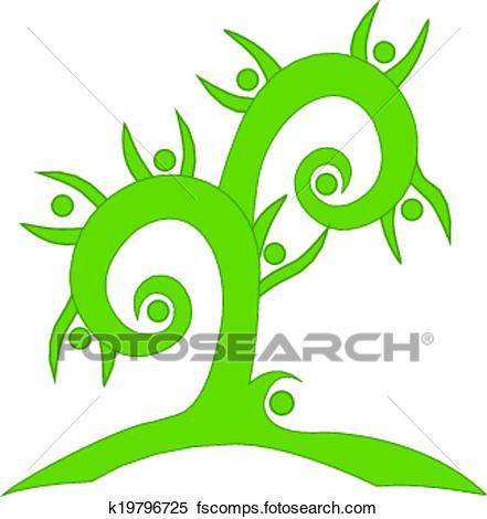 441x470 Clipart Of Green Swirly Tree Teamwork Logo K19796725