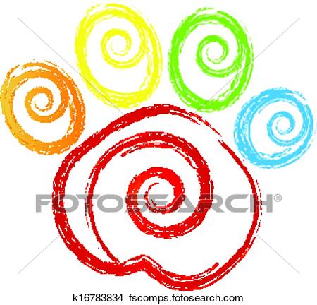 450x432 Clipart Of Paw Print With Swirly Heart Logo K16783834