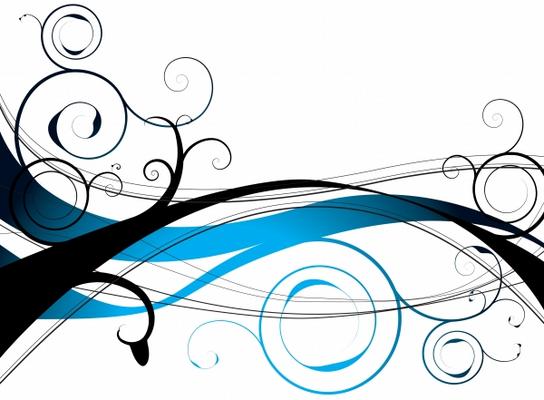 544x400 Blue Swirl Designs Clipart