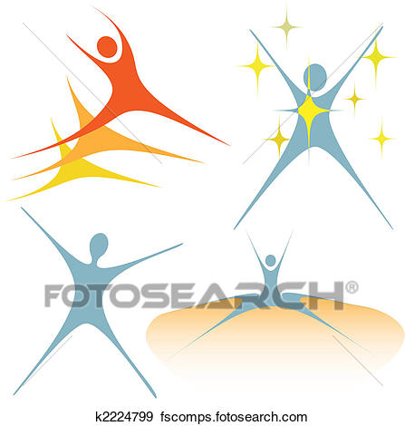 447x470 Clip Art Of Enthusiastic Swoosh People As Set Of Symbols K2224799