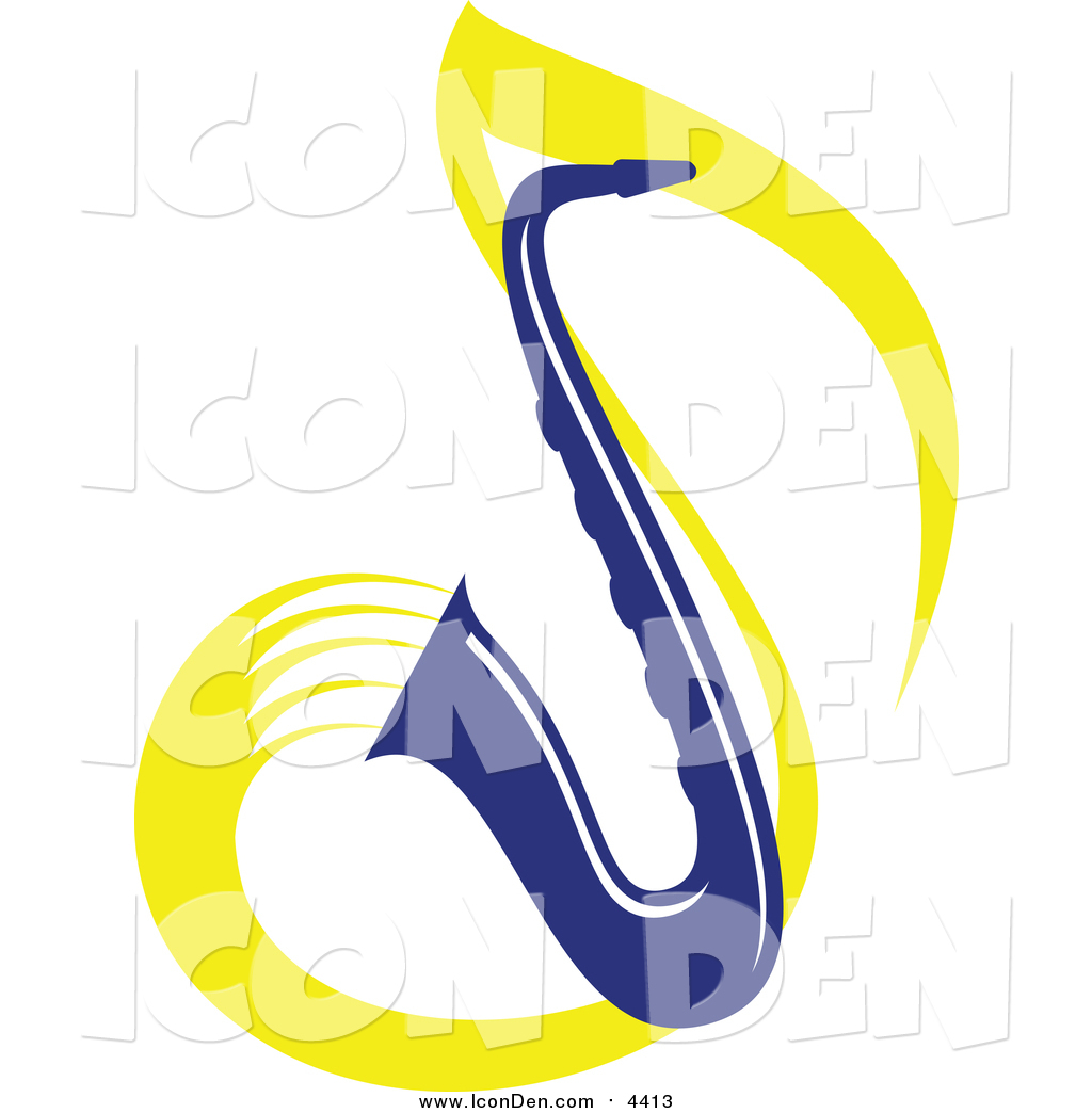 1024x1044 Clip Art Of A Blue Saxophone And Yellow Music Note Swoosh Icon By