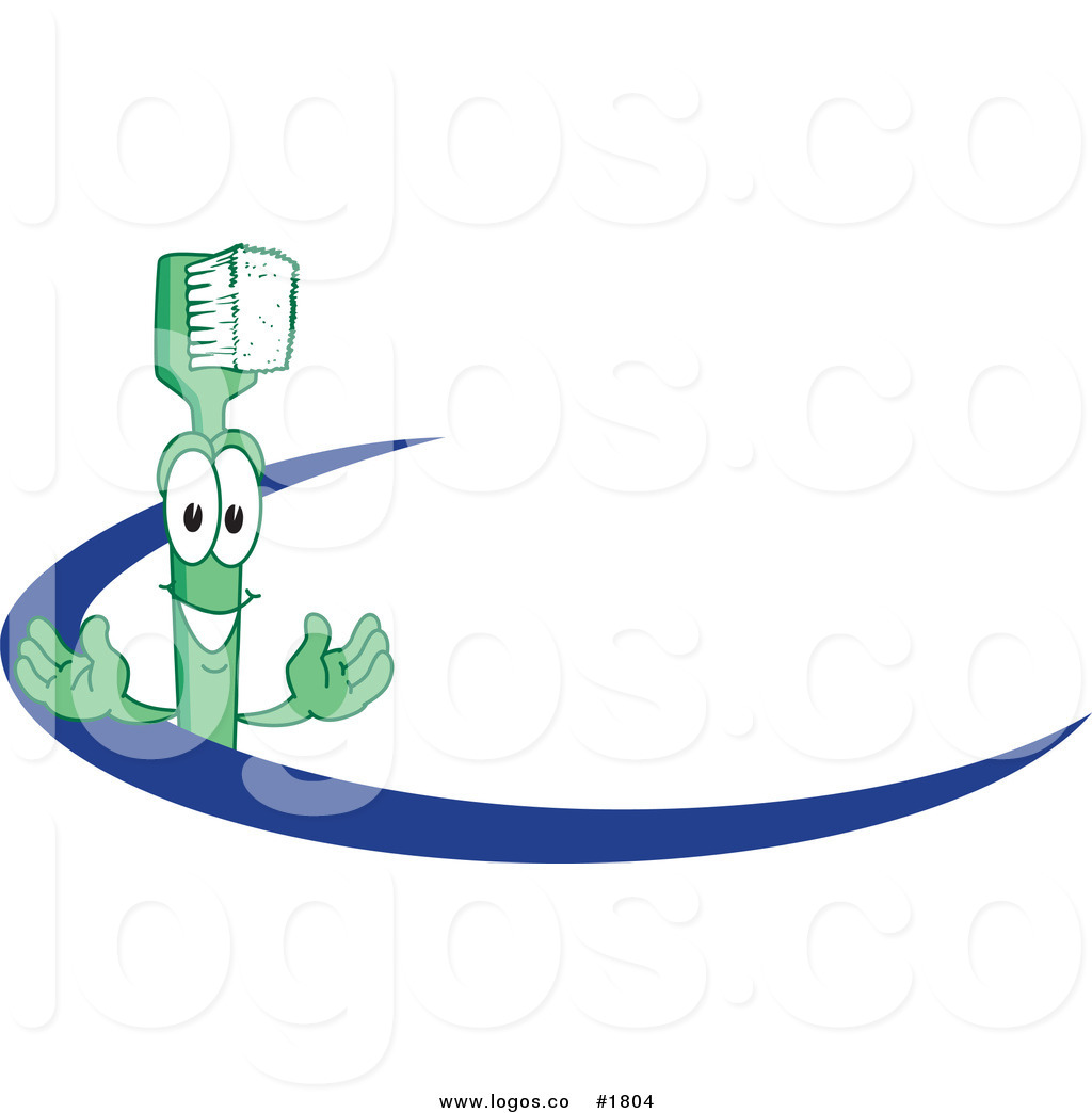 1024x1044 Royalty Free Vector Logo Of A Cartoon Green Toothbrush Mascot