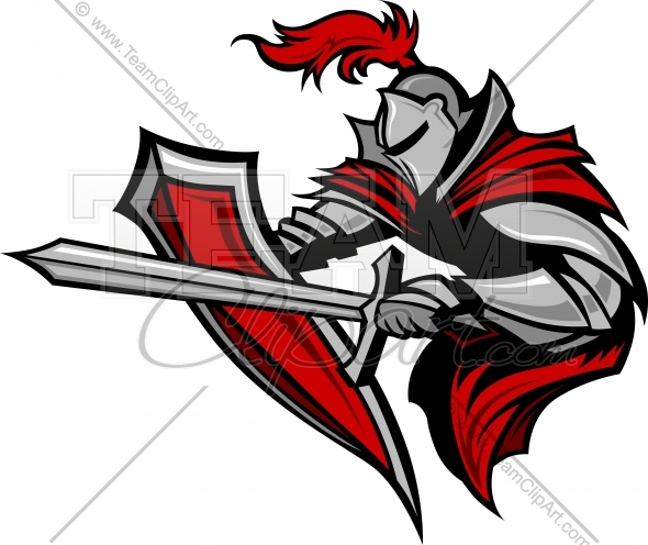 590x496 Knight Mascot With Sword And Shield Vector Clipart Image