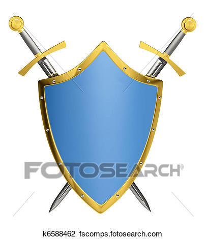 405x470 Clip Art Of Swords Amp Shield K6588462