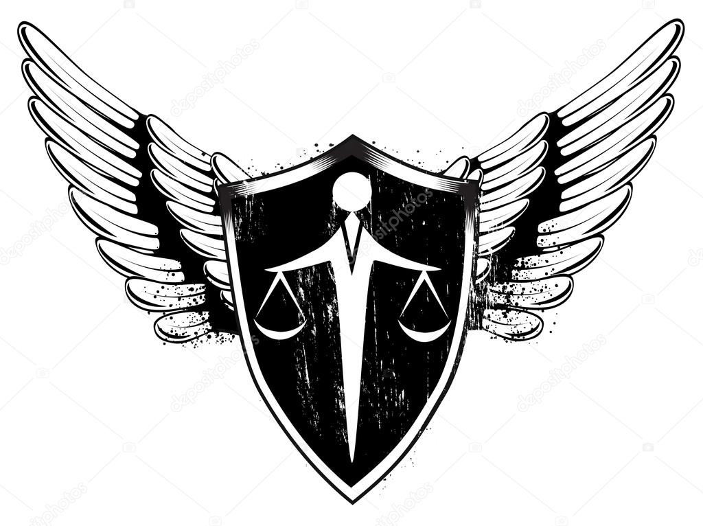 1024x766 Scales And Sword Balance. Shield And Wings. Stock Vector