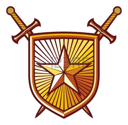 450x440 Star, Crossed Swords And Shield Heraldic Composition Royalty Free