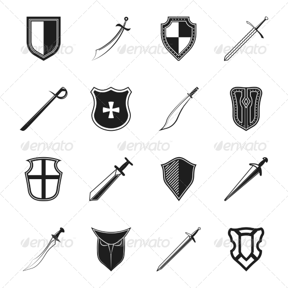 590x590 Sword And Shield Icon By Macrovector Graphicriver