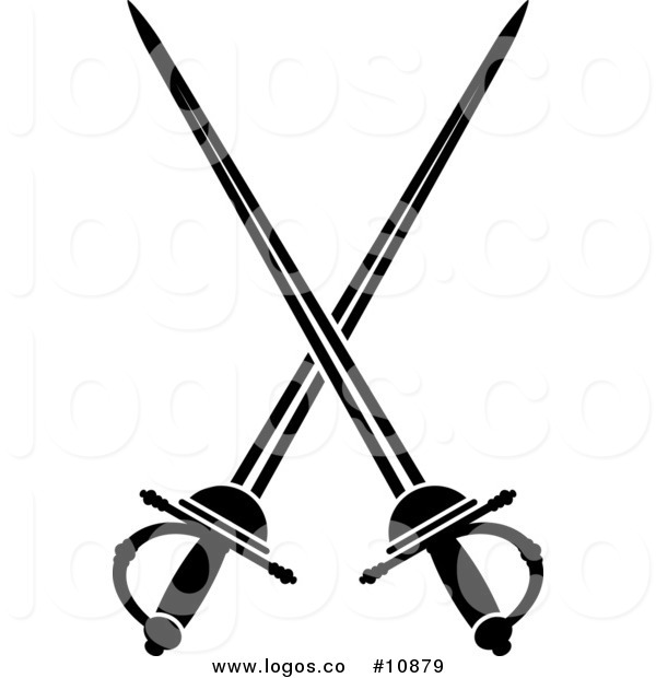 600x620 Royalty Free Clip Art Vector Black And White Crossed Swords Logo