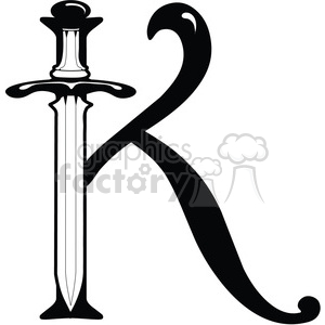 300x300 Royalty Free Letter K Sword 387677 Vector Clip Art Image