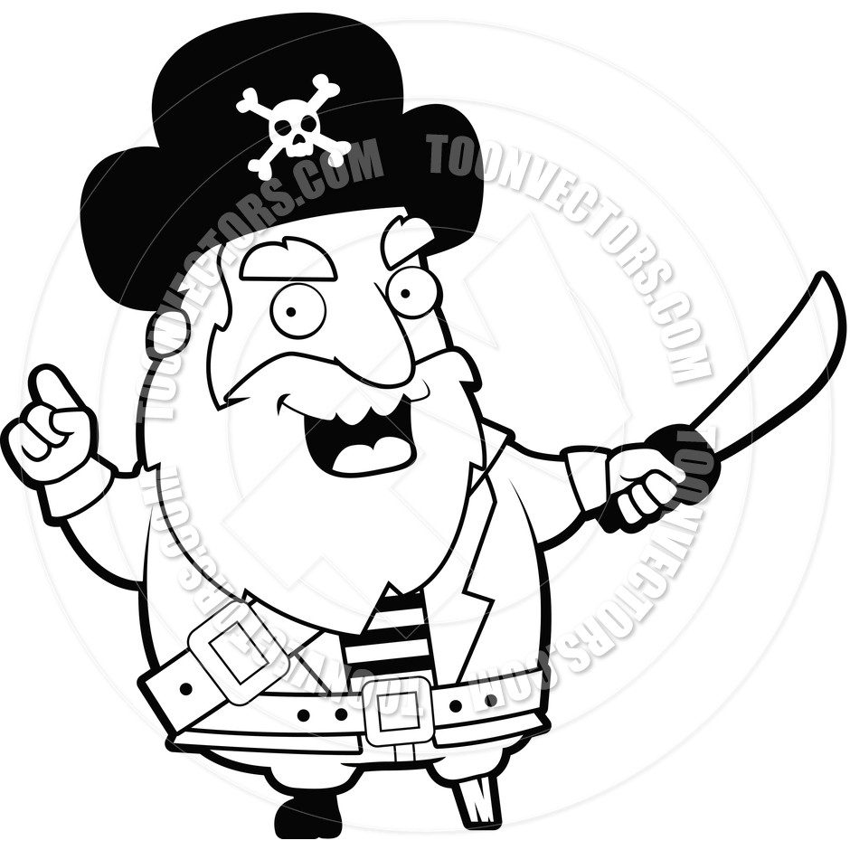 940x940 Pirate Captain (Black And White Line Art) By Cory Thoman Toon