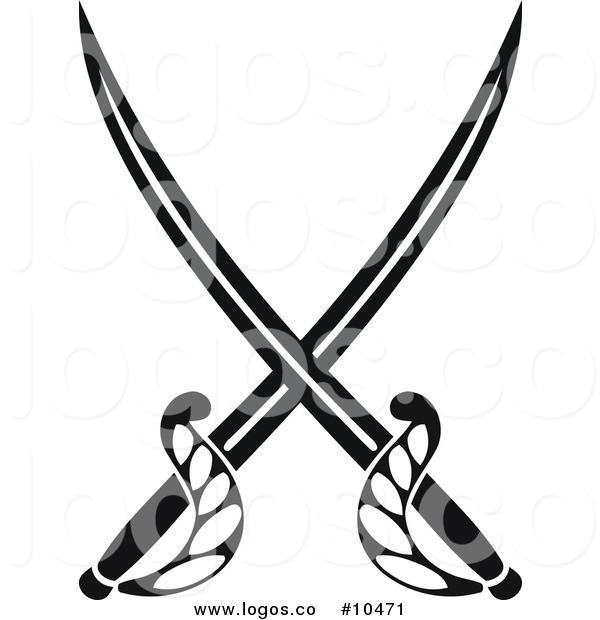 600x620 Royalty Free Clip Art Vector Logo Of Black And White Crossed