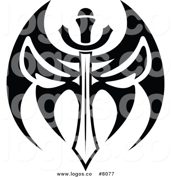 600x620 Royalty Free Clip Art Vector Logo Of A Black And White Tribal