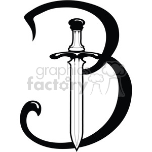 300x300 Royalty Free Letter B Sword 387704 Vector Clip Art Image
