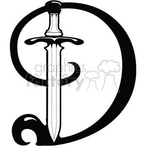300x300 Royalty Free Letter D Sword 387752 Vector Clip Art Image