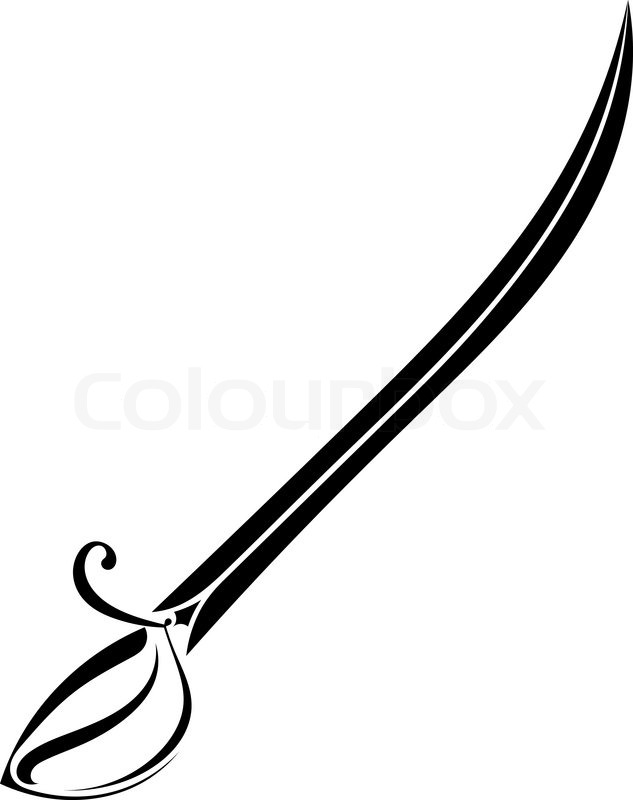 633x800 Silhouette Of A Pirate Sword On A White Background Stock Vector
