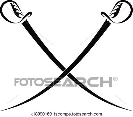 450x395 Clip Art Of Crossed Swords On A White Background K18990169