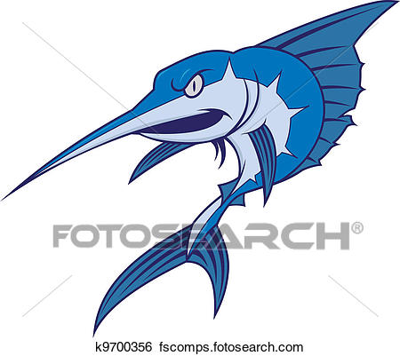 450x401 Clip Art Of Cartoon Blue Marlin K9700356