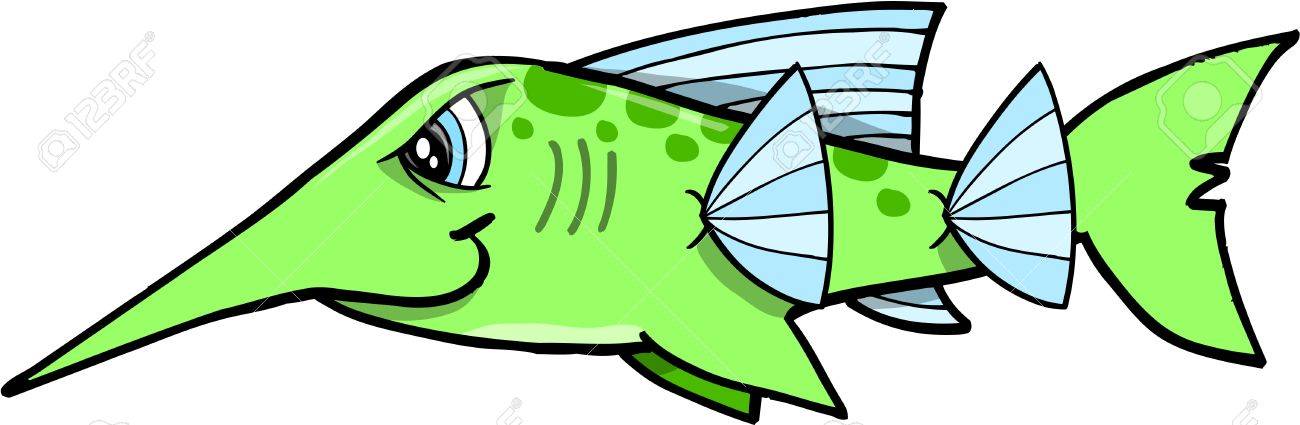 1300x425 Green Mean Tough Swordfish Vector Illustration Royalty Free